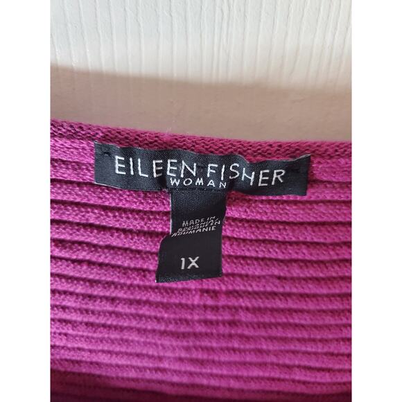 Eileen Fisher Texture Raspberry Long Sleeve Blouse, 1X - Picture 5 of 6